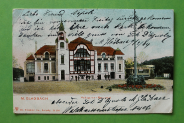 Ansichtskarte AK M Gladbach Mönchengladbach 1904 Volksgarten Restaurant Straßenbahn Architektur Ortsansicht NRW